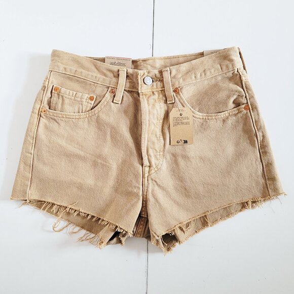 Levi's 501 High Rise Shorts in Beige Tan 56327-0399 BNWT - Size 27 - Picture 4 of 13